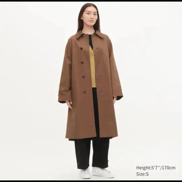 UNIQLO U Women's SINGLE BREASTED COTTON COAT BROWN Sz M - Picture 1 of 13